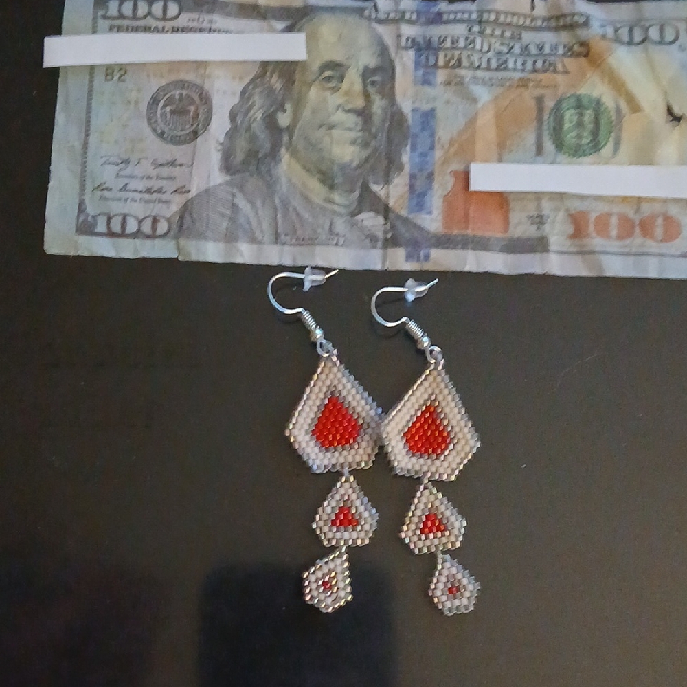 Elegant Red and Silver Dangle Earrings
